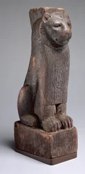 Løve satt på en base skrevet for kong Aspelta, fra Sudan, Napatan-perioden, ca. 590 f.Kr. (tre)